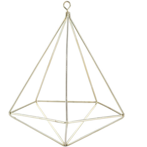 Geometrischer, an der Wand befestigter Pflanzenhänger in Goldoptik, ideal für Farne und Moose, zur Dekoration von Zimmerpflanzen.