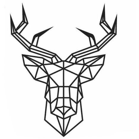 Geometrischer Hirschkopf-Wandaufkleber, Wandtattoo, Wohnzimmerdekoration, Kunst