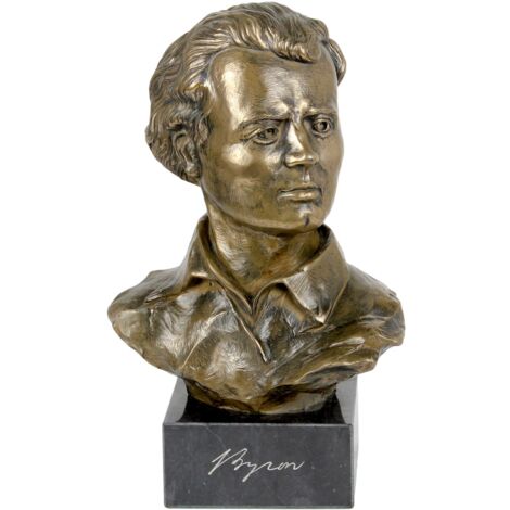 George Gordon Byron - Buste sur marbre, statuette d'une personne célèbre, décoration pour bureau, école et hôtel par Art-Dog