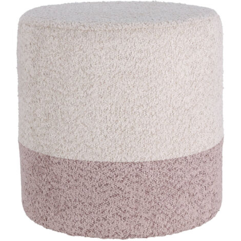 Gepolsterter runder Pouf Boucle, zweifarbig, 34 x 35 cm