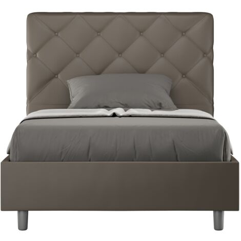 Gepolstertes französisches Bett 120x190 quadratisch und eine Hälfte mit Aufbewahrungskasten Priya P  Farbe: Braun - Version: Standardmodell