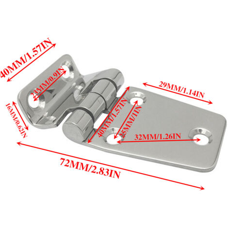 Geprägtes Edelstahl-Klappscharnier 72 x 40 mm, Beschlagzubehör für Boote, Yachten und Freizeitfahrzeuge, Schiffsscharnier 72 x 40 mm