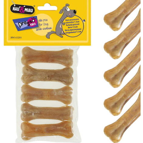 Gepresster Knochen, natürliche Delikatesse, Kausnack für Hunde, Woof&Miao, 7,5 cm, 5 Stk.
