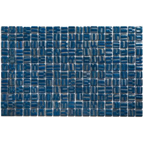 Gepresstes Glasmosaik auf Netz Veneto Ocean Blue - 32.5cm x 51.5cm für Schwimmbad (0.167 m 2)