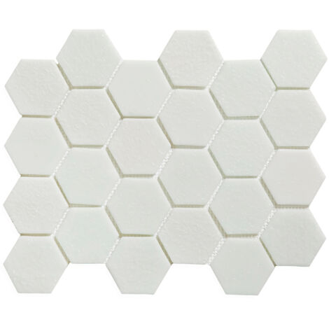 Gepresstes Glasmosaik auf Netz White Garden - 43,5 cm x 32 cm für Bad oder Küche (0.139 m 2)