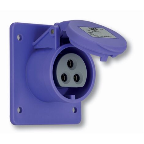 Gerade Einbausteckdose 16A 24V/50-60Hz 2P 70x70mm IP44