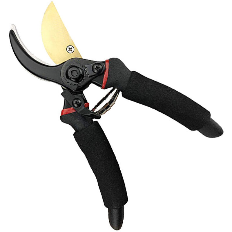 Image of Gerade Gartenschere aus Stahl und Titan. Schneidet mühelos trockenes Holz. Ergonomische Griffe.