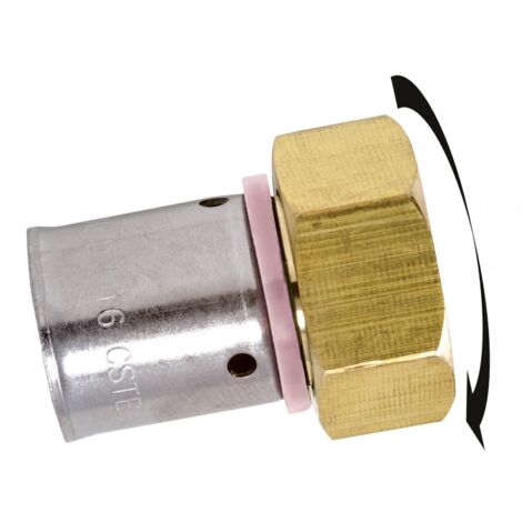 Gerade Verschraubung mit freier Mutter zum Crimpen von Messing F 15 x 21 für Rohr in pro QUICK PLOMBERIE