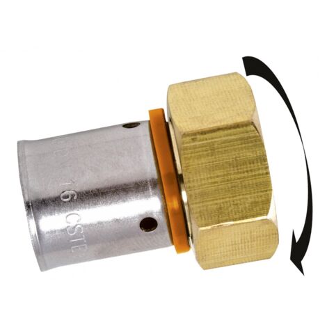 Gerade Verschraubung mit freier Mutter zum Crimpen von Messing F 20 x 27 für Rohr in pro QUICK PLOMBERIE