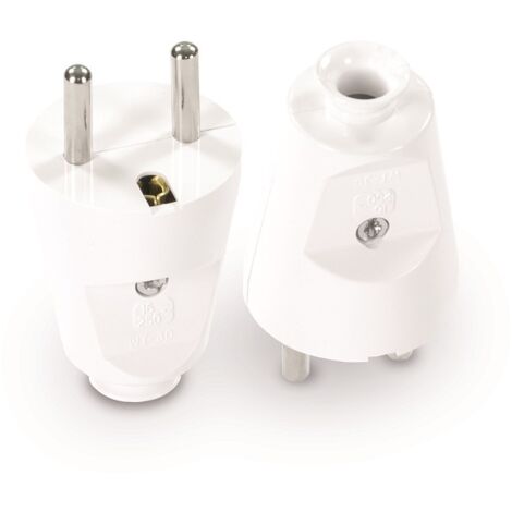 GERADER ABNEHMBARER STECKER 2P+Z, 16A, 250V WEISS - VT-301-0030