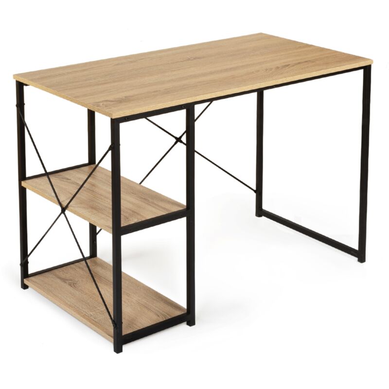 Idmarket Beige Gerader Schreibtisch Detroit Industriedesign