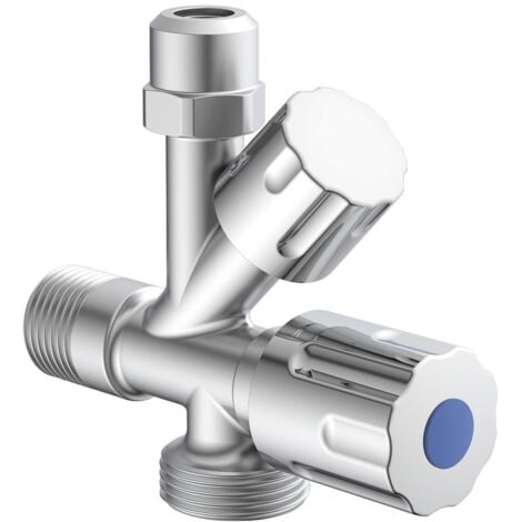 Geräte-Eckventil, Chrom, 1/2"AG x 3/4"AG x 3/8"AG x 10 mmQ