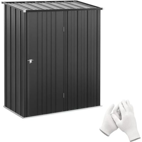 Gerätehaus 1,34 m² Abschließbarer Gartenschrank mit Pultdach aus verzinktem Stahl, 161,5x94,5x196cm, Schwarz