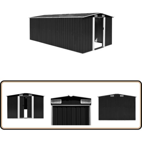Gerätehaus 257x489x181 cm Metall Anthrazit - Metallgerätehaus - Gartenschuppen - Werkzeuglager - Stauraum - Anthrazit