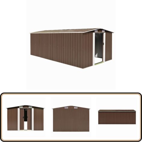 Gerätehaus 257x489x181 cm Metall Braun - Metallgartenhaus - Gerätehaus - Werkzeuglager - Stauraum - Außenaufbewahrung