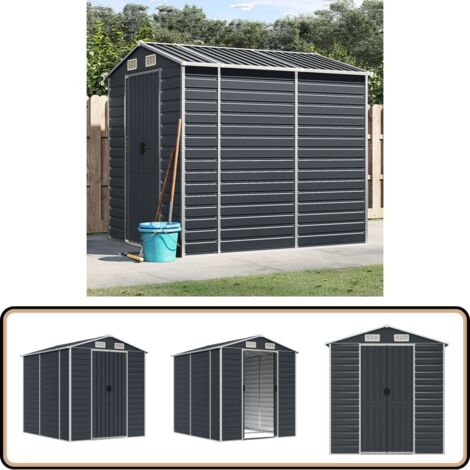 Gerätehaus Anthrazit 191x215x198 cm Verzinkter Stahl - Geräteschuppen - Gartenhaus - Werkzeuglager - Außenaufbewahrung - Anthrazit