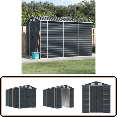 Gerätehaus Anthrazit 191x300x198 cm Verzinkter Stahl - Geräteschuppen - Gartenhaus - Werkzeuglager - Outdoor Aufbewahrung - Anthrazit