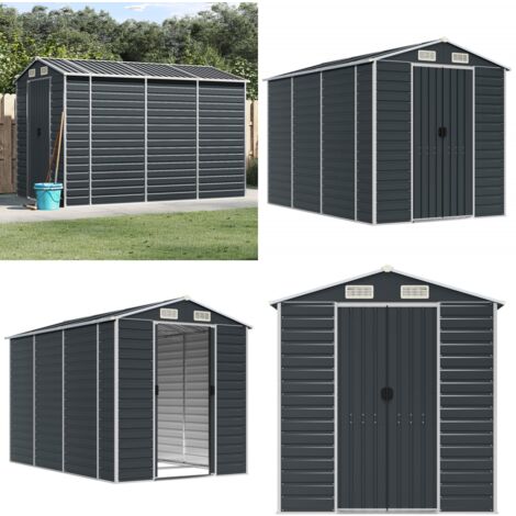 Gerätehaus Anthrazit 191x300x198 cm Verzinkter Stahl - Geräteschuppen - Gartenhaus - Werkzeuglager - Outdoor Aufbewahrung - Anthrazit - Home & Living