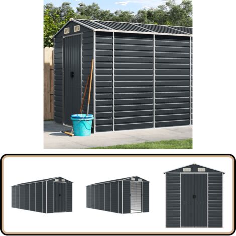 Gerätehaus Anthrazit 191x555x198 cm Verzinkter Stahl - Geräteschuppen - Gartenhaus - Werkzeuglager - Outdoor-Lagerraum - Anthrazit