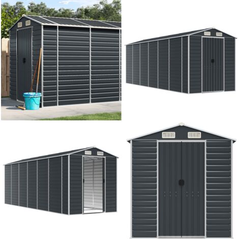Gerätehaus Anthrazit 191x555x198 cm Verzinkter Stahl - Geräteschuppen - Gartenhaus - Werkzeuglager - Outdoor-Lagerraum - Anthrazit - Home & Living
