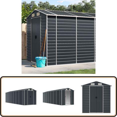 Gerätehaus Anthrazit 191x640x198 cm Verzinkter Stahl - Geräteschuppen - Gartenhaus - Werkzeuglager - Außenaufbewahrung - Anthrazit