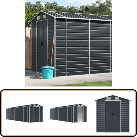 Gerätehaus Anthrazit 191x725x198 cm Verzinkter Stahl - Gartenschuppen - Gartenhäuschen - Werkzeuglager - Außenschrank - Wetterfest