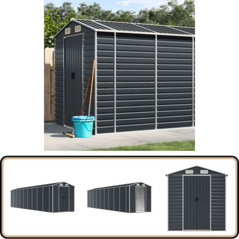 Gerätehaus Anthrazit 191x810x198 cm Verzinkter Stahl - Gartenschuppen - Werkzeuglager - Außenschrank - Gartenhäuschen - Anthrazit