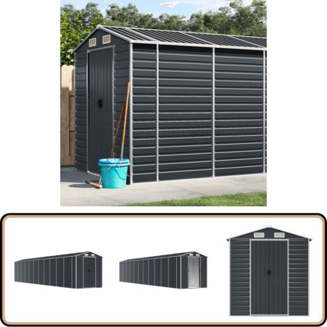 Gerätehaus Anthrazit 191x980x198 cm Verzinkter Stahl - Geräteschuppen - Gartenhaus - Werkzeuglager - Außenaufbewahrung - Anthrazit