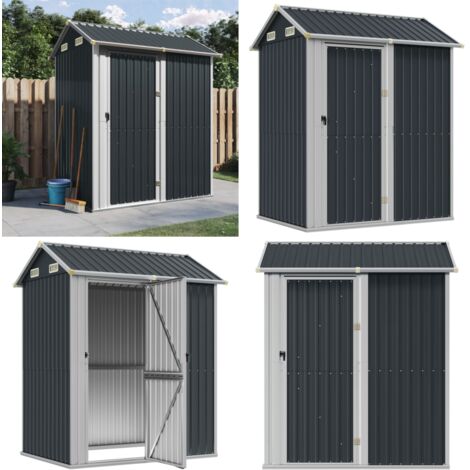 Gerätehaus Anthrazit 192x152,5x237 cm Verzinkter Stahl - Geräteschuppen - Gartenhaus - Werkzeuglager - Outdoor-Lagerraum - Anthrazit - Home & Living