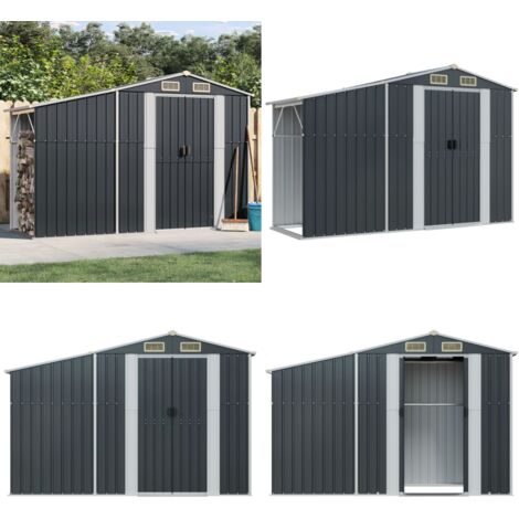 Gerätehaus Anthrazit 277x93x179 cm Verzinkter Stahl - Metallgartenhaus - Gerätehaus - Außenschrank - Werkzeuglager - Gartenablage - Home & Living