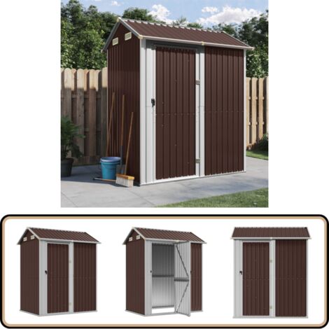 Gerätehaus Braun 192x152,5x237 cm Verzinkter Stahl - Gartenschuppen - Werkzeughaus - Gartenhäuschen - Außenaufbewahrung - Stauraum