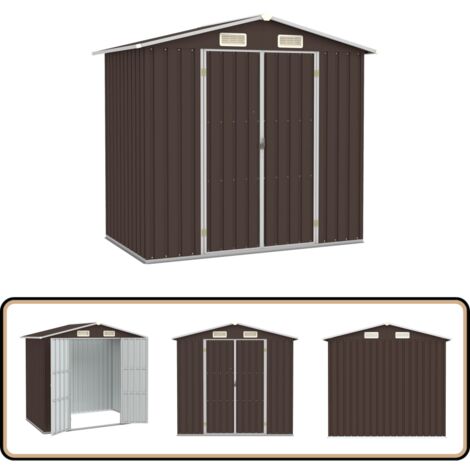 Gerätehaus Braun 205x129x183 cm Verzinkter Stahl - Gartenschuppen - Gerätehaus - Stahltür - Wetterfest - Werkzeuglagerung