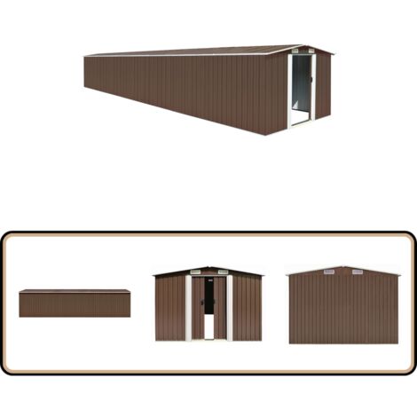 Gerätehaus Braun 257x779x181 cm Verzinkter Stahl - Gerätehaus - Gartenhaus - Stahltankstelle - Werkzeuglager - Outdooraufbewahrung