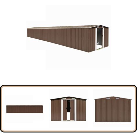 Gerätehaus Braun 257x990x181 cm Verzinkter Stahl - Gerätehaus - Gartenhaus - Stahltankstelle - Werkzeuglager - Outdoor-Lagerraum