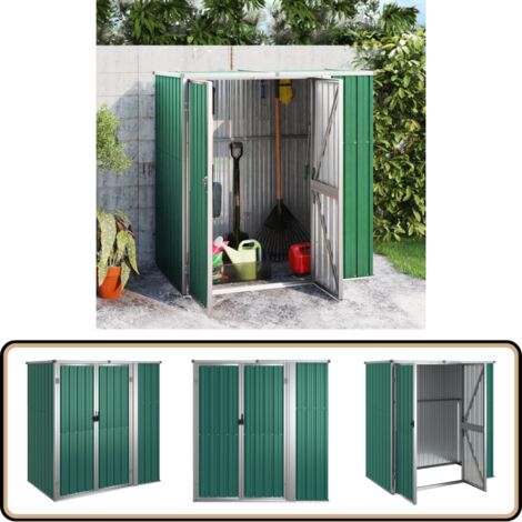 Gerätehaus Grün 161x89x161 cm Verzinkter Stahl - Gartenschuppen - Gerätehaus - Werkzeuglager - Outdoor-Aufbewahrung - Grüner Schrank