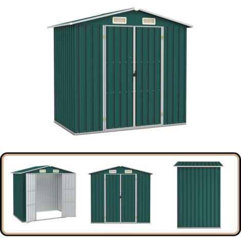 Gerätehaus Grün 205x129x183 cm Verzinkter Stahl - Gartenschuppen - Gerätehaus - Stahltaraffen - Outdooraufbewahrung - Werkzeuglagerung