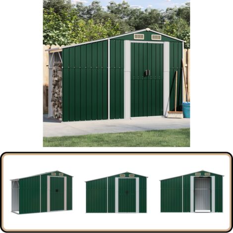 Gerätehaus Grün 277x93x179 cm Verzinkter Stahl - Gartenhaus - Gerätehaus - Outdooraufbewahrung - Werkzeuglager - Grünes Gartenhaus