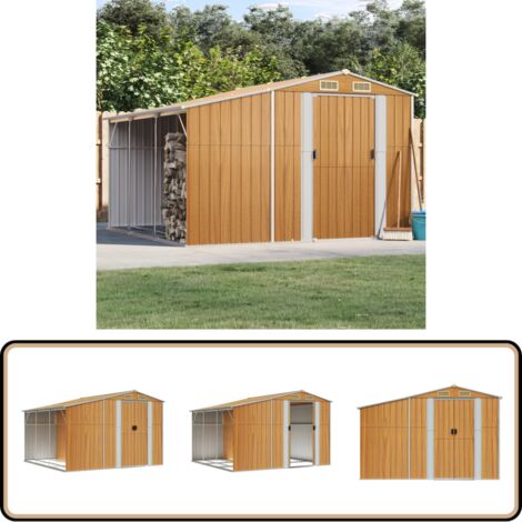 Gerätehaus Hellbraun 277x279x179 cm Verzinkter Stahl - Geräteschuppen - Gartenhaus - Werkzeuglager - Outdoor Aufbewahrung - Wetterfest
