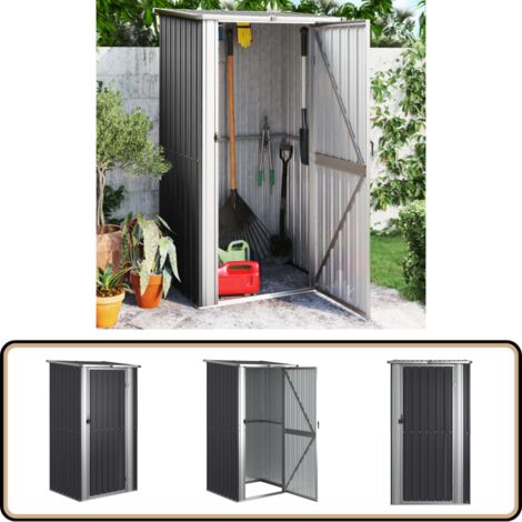 Geräteschuppen Anthrazit 118,5x97x209,5 cm Verzinkter Stahl - Geräteschuppen - Gartenhaus - Werkzeuglager - Außenschrank - Anthrazit