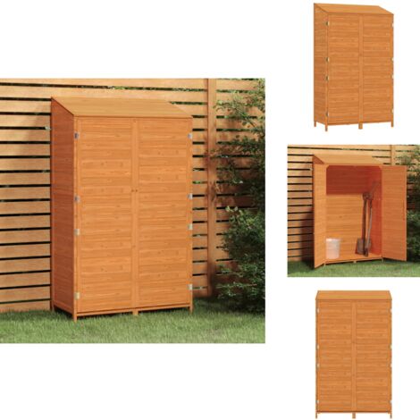 Geräteschuppen Braun 102x52x174,5 cm Massivholz Tanne - Holz Gartenhaus - Holzhäuschen - Geräteschuppen - Werkzeuglager - Outdooraufbewahrung