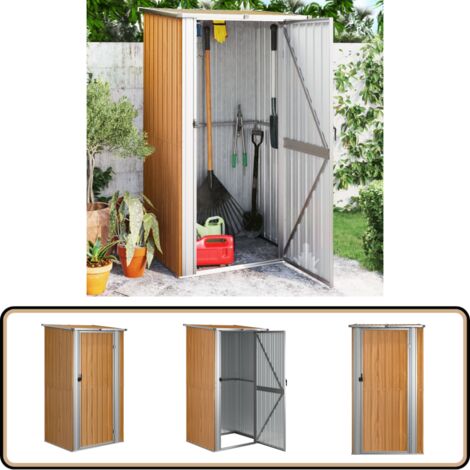 Geräteschuppen Braun 118,5x97x209,5 cm Verzinkter Stahl - Geräteschuppen - Gartenhaus - Werkzeuglager - Outdooraufbewahrung - Braunes Gartenhaus