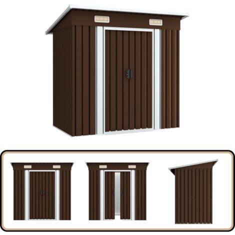 Geräteschuppen Braun 194x121x181 cm Stahl - Gartenschuppen - Gerätehaus - Stahltankstelle - Werkzeuglager - Außenaufbewahrung