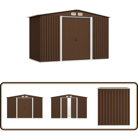 Geräteschuppen Braun 257x205x178 cm Stahl - Gartenschuppen - Gerätehaus - Stahlausstattung - Werkzeuglagerung - Außenaufbewahrung