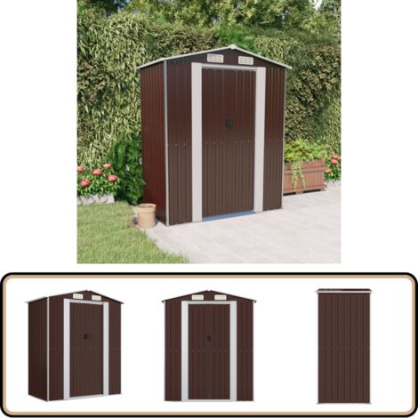 Geräteschuppen Dunkelbraun 192x108x223 cm Verzinkter Stahl - Geräteschuppen - Gartenhaus - Werkzeuglager - Außenschuppen - Metallschuppn