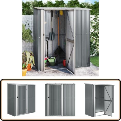 Geräteschuppen Grau 180,5x97x209,5 cm Verzinkter Stahl - Geräteschuppen - Gartenschuppen - Werkzeuglager - Outdoor Aufbewahrung - Metallschuppen