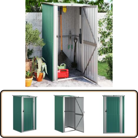 Geräteschuppen Grün 118,5x97x209,5 cm Verzinkter Stahl - Geräteschuppen - Gartenhaus - Werkzeuglager - Outdooraufbewahrung - Grüner Schrank