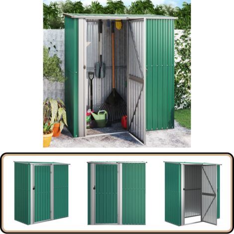 Geräteschuppen Grün 180,5x97x209,5 cm Verzinkter Stahl - Gartenschuppen - Werkzeuglager - Außenschrank - Geräteschutz - Wetterfest