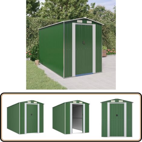 Geräteschuppen Grün 192x357x223 cm Verzinkter Stahl - Geräteschuppen - Gartenhaus - Werkzeuglager - Outdooraufbewahrung - Metallgartenhaus