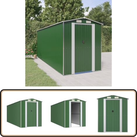 Geräteschuppen Grün 192x523x223 cm Verzinkter Stahl - Geräteschuppen - Gartenhaus - Werkzeuglager - Outdoor-Aufbewahrung - Grüner Geräteschuppen