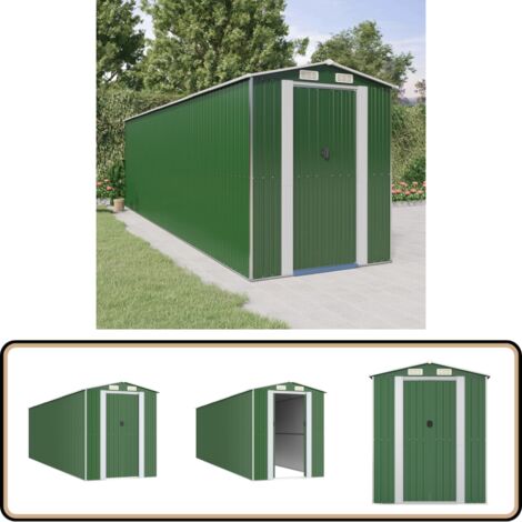 Geräteschuppen Grün 192x689x223 cm Verzinkter Stahl - Geräteschuppen - Gartenhaus - Werkzeuglager - Outdoor-Aufbewahrung - Grünes Gartenhaus